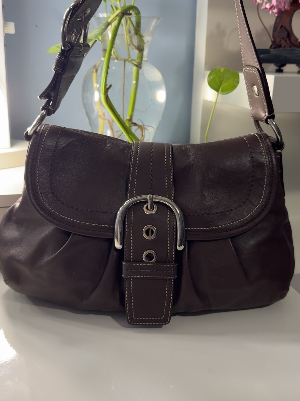 Vintage Coach Brown Leather Shoulder Bag - Women